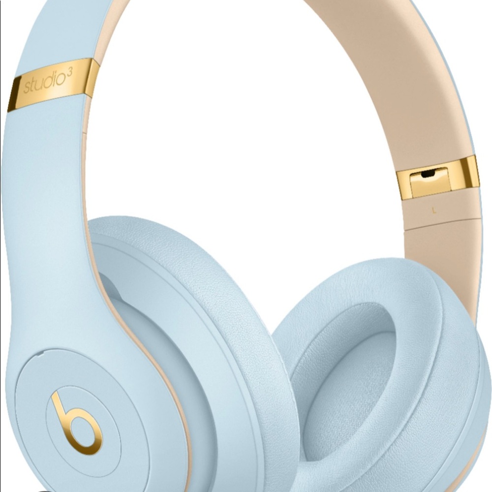Beats Studio 3 wireless and noise cancelling headphones in crystal blue and gold